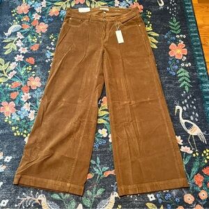 Camel colored wide-leg corduroy jeans